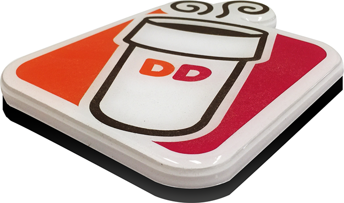 Custom capover-style Dunkin sign face